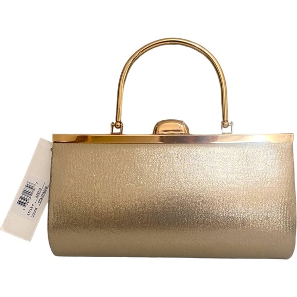 Prezzo Gold Tone Metal Rhinestone Crystal Clutch Evening Bag Purse NWT. - Picture 2 of 11